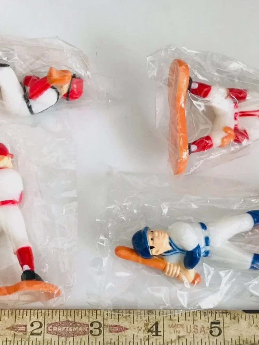 Vintage Baseball Little League Players Cake Toppers Set of 4 New in Pack NOS